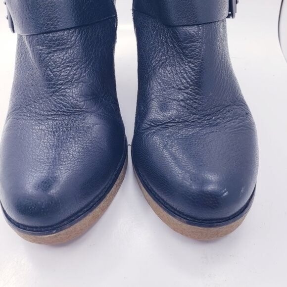 BCBGeneration Finland Black Leather Wedge Heel Buckle Ankle Boots Women's Size 6 - Picture 6 of 12